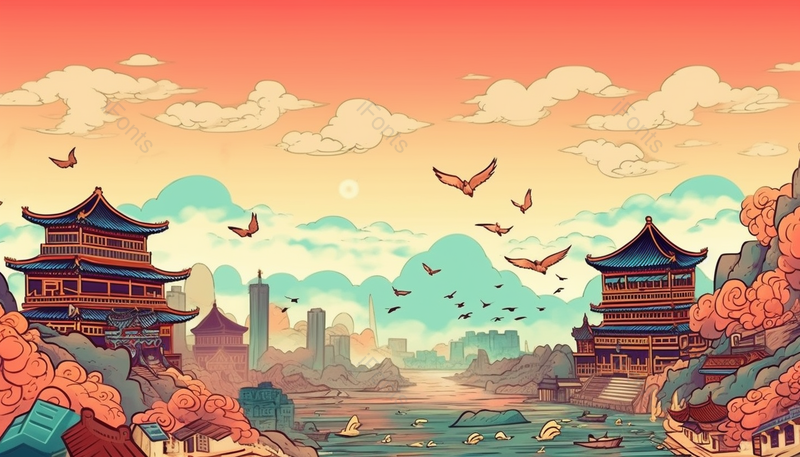 手绘城市建筑插画海报,插画/手绘图,插画/手绘图库,插画/手绘图下载,插画/手绘